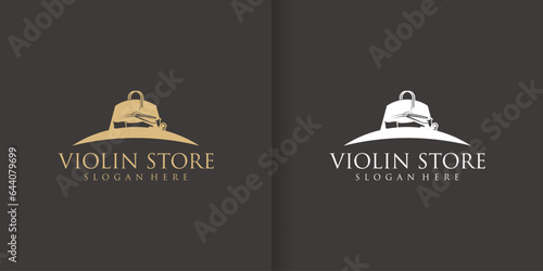 Violin Viola Fiddle Cello bass Contra bass music instrument silhouette logo design inspiration