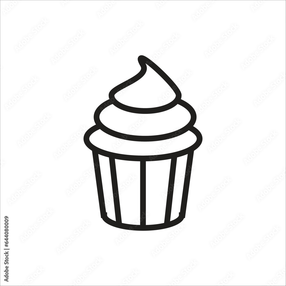 cup cake vector icon line template cup cake vector icon line template