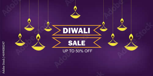  Diwali sale promotion purple banner design