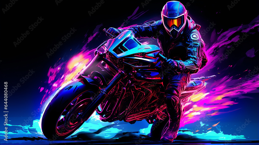 moto esportiva neon papel de parede