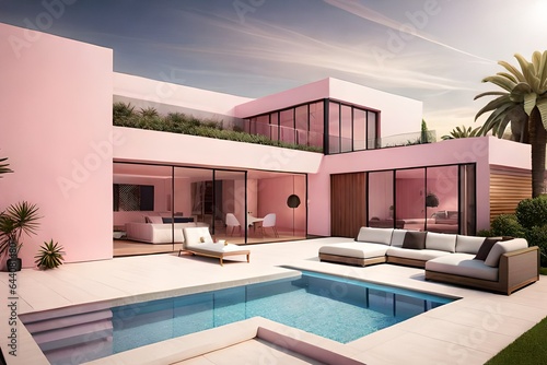 modern living room with pool © Image Studio