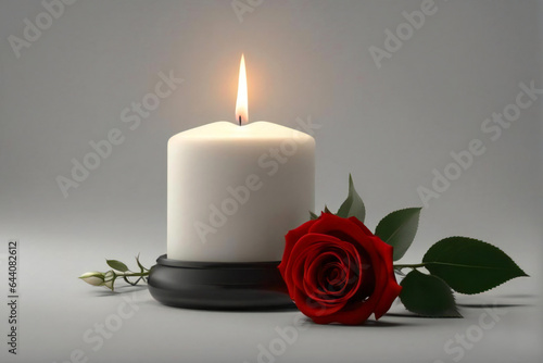 Light candles and a red rose