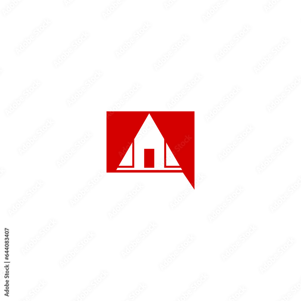 Home house chat logo. Real estate message house in speech bubble icon Home house chat logo. Real estate message house in speech bubble icon