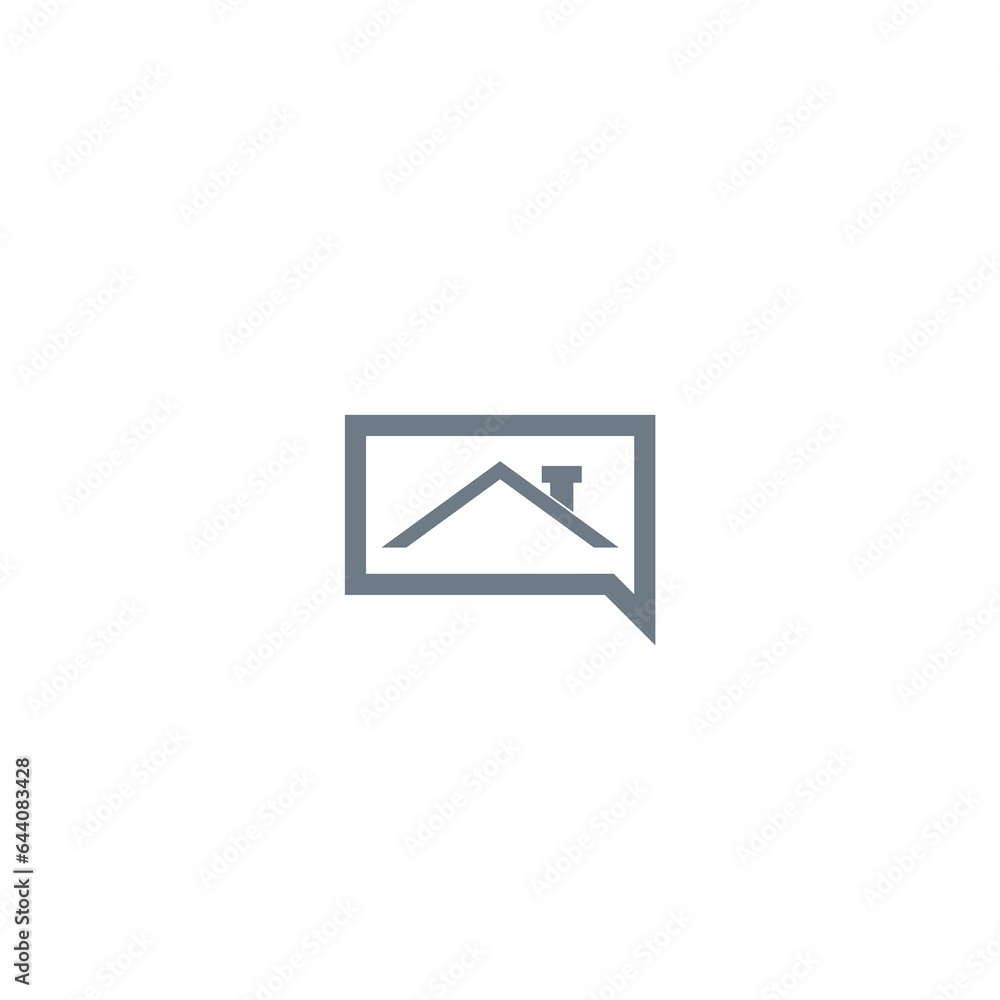 Home house chat logo. Real estate message house in speech bubble icon Home house chat logo. Real estate message house in speech bubble icon
