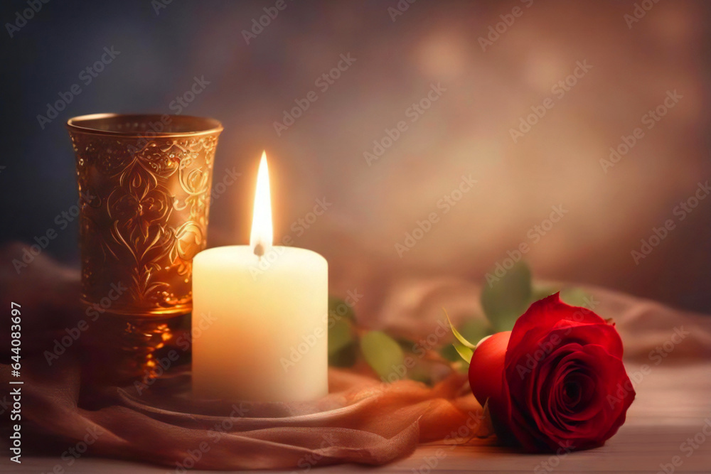 Romantic candle lights with red rose Romantic candle lights with red rose
