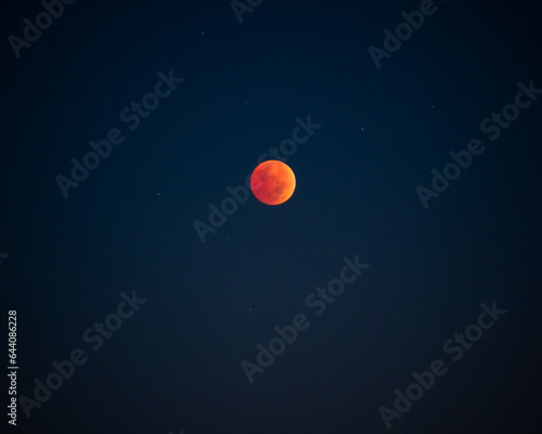 Lunar eclipse over marsh landscape in Mount Pleasant, South Carolina.