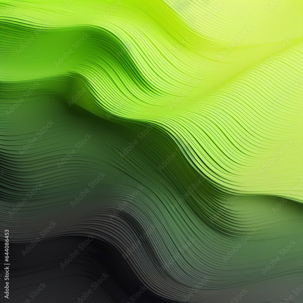 Obraz premium Iluzjonistyczne tło 3d - fale. Sztuka nowoczesna. Zielone odcienie,