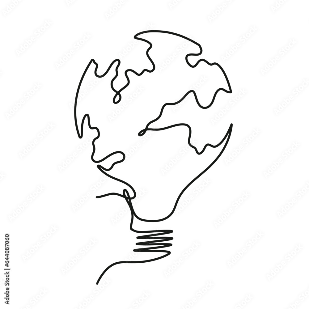 Continuous one line art vector world lights illustration Continuous one line art vector world lights illustration