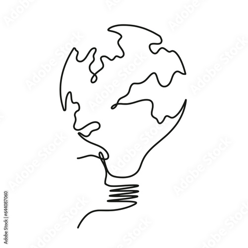 Continuous one line art vector world lights illustration