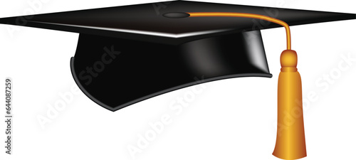 Congratulations on your graduation from school. Class of 2023. Graduation cap, confetti and balloons. Congratulatory banner. Academy of Education School of Learning