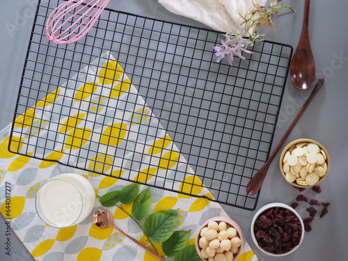 Set the table, place snacks, scene, kitchen, background