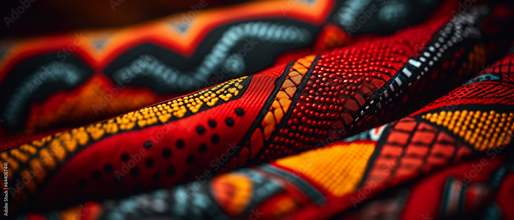 Afrykański materiał - wzorzysty, kolorowy. Szyć sukienkę lub spódnicę. - obrazy, fototapety, plakaty 