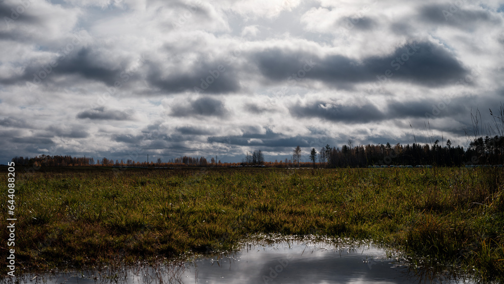 moody naked autumn fields in countryside