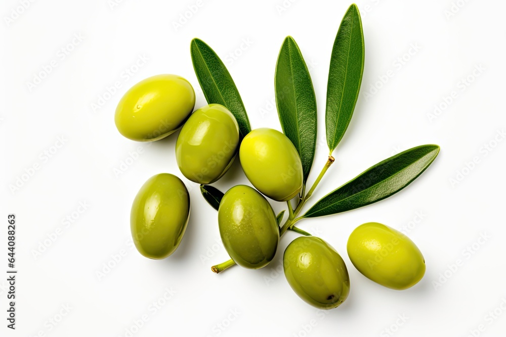 Fresh, ripe, and juicy green olives – a healthy Mediterranean ingredient with a shiny, white background. Fresh, ripe, and juicy green olives – a healthy Mediterranean ingredient with a shiny, white background.