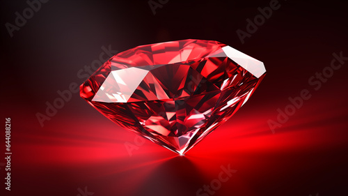diamond crystal on red background