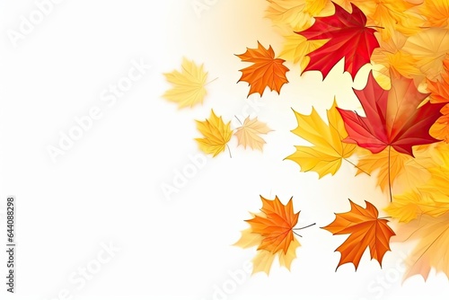 An abstract autumnal design featuring vibrant red and orange leaves against a bright background, capturing the beauty of fall.
