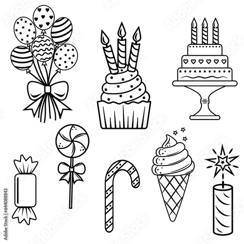 Birthday party paraphernalia - can be used as an invitation card or decorative material for birthday parties and celebrations