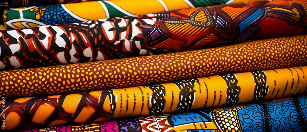 Afrykańskie wzorzyste materiały - bawełna, poliester. Chitenge, kitenge. - obrazy, fototapety, plakaty 