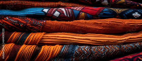 Kolorowe wzorzyste materiały na afrykańską sukienkę lub spodnicę - chitenge, kitenge.