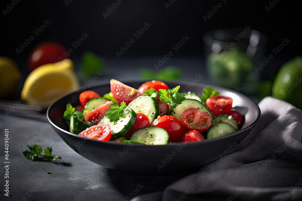 Cucumber salad with tomatoes and feta cheese Cucumber salad with tomatoes and feta cheese