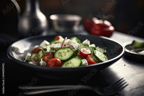  Cucumber salad with tomatoes and feta cheese