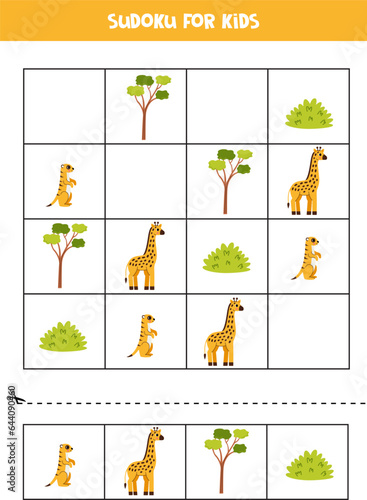 Educational Sudoku game with cute African animals.