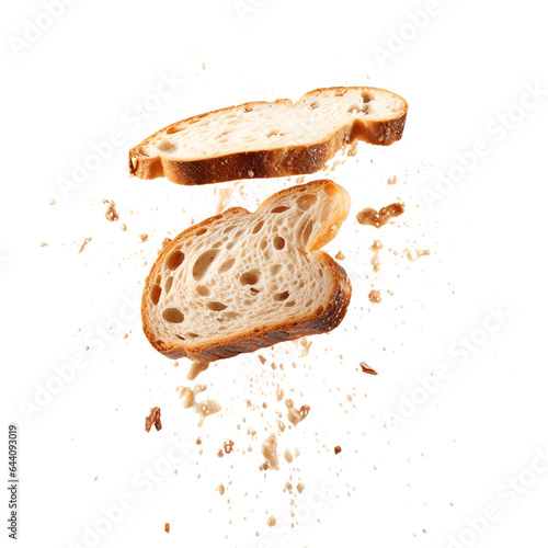 Sliced bread floating in the air