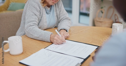Obraz na plátně Legal, contract and signature with hands of lawyer and client for planning, consulting or deal