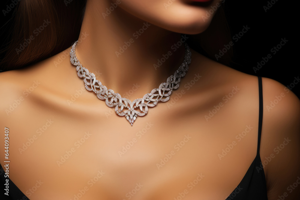 Womens neck with a diamond necklace