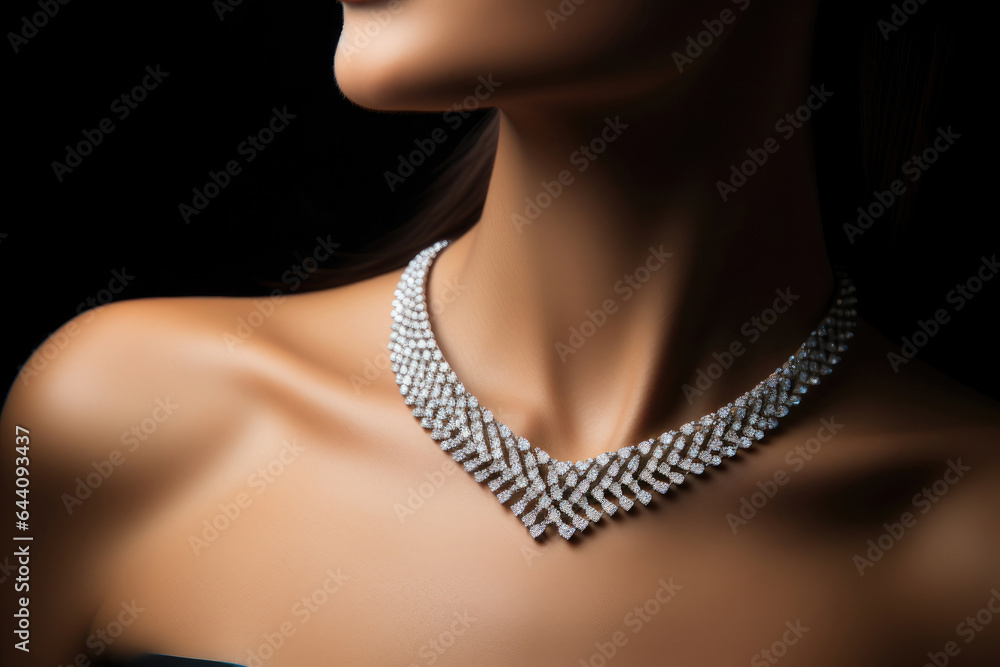 Womens neck with a diamond necklace