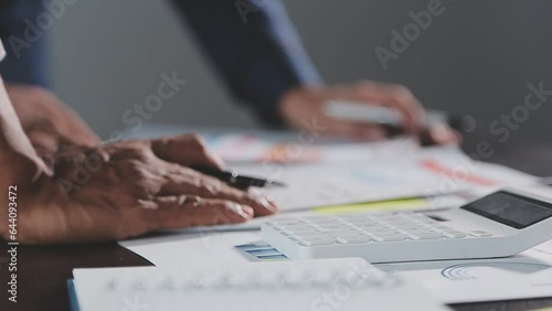 Wallpaper Mural Close up of Business team analyzing income charts and graphs with modern laptop computer. Business analysis and strategy concept. Torontodigital.ca