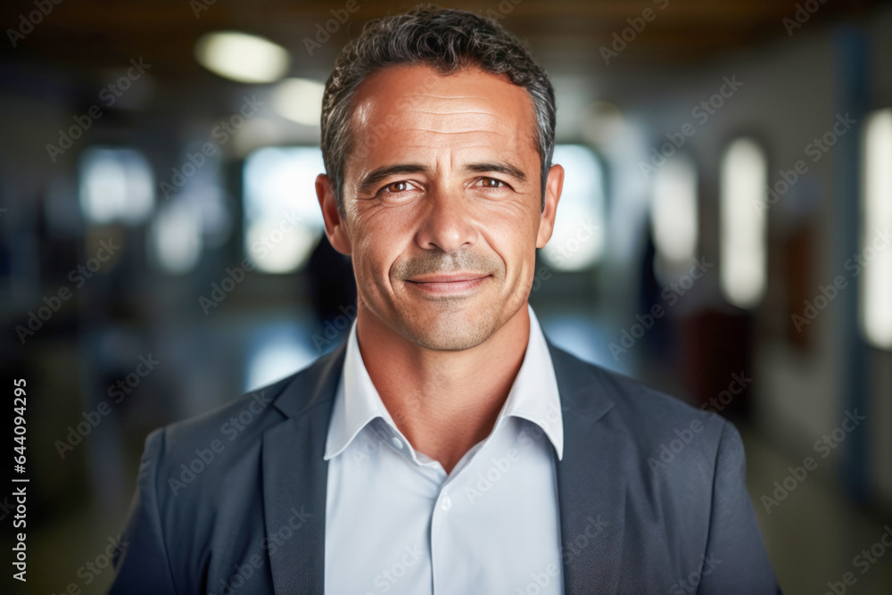 Mature clean shaven businessman looking at the camera.