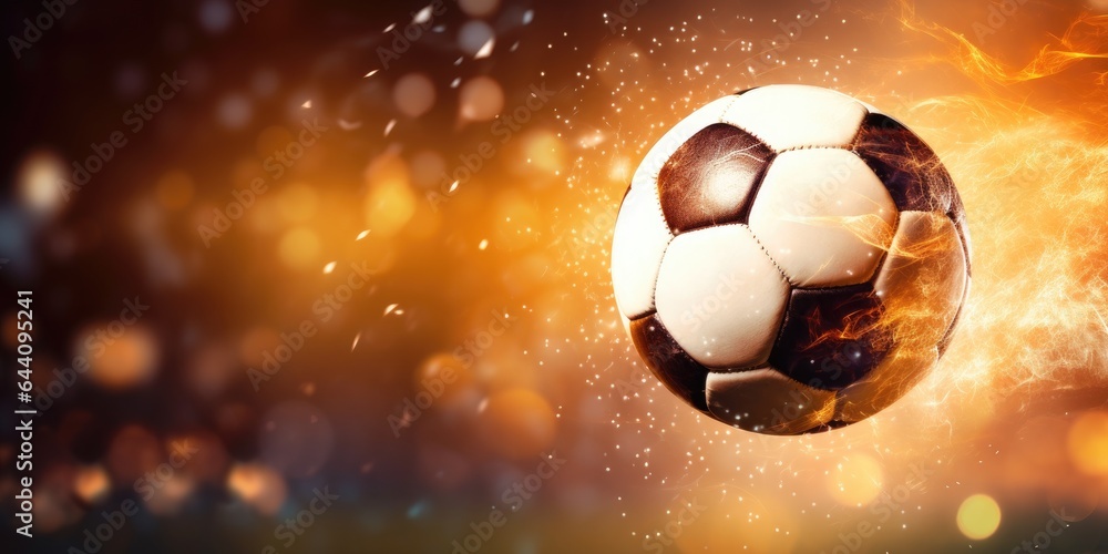 Fototapeta premium Soccer ball flew into the goal. Generative AI