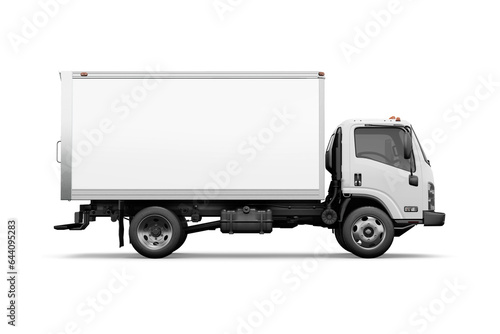 A White Box Truck Side View isolated on a White Background