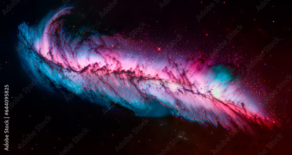 Fototapeta premium Generative AI. Space wallpaper and background. Universe with stars, constellations, galaxies, nebulae and gas and dust clouds