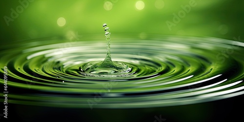 Nature elegance. Macro view of single raindrop in motion. Liquid harmony. Serene waves and circles in clear water. Purity in motion. Raindrops creating ripple