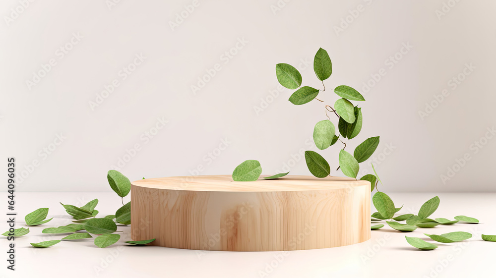 Wooden Visualizer Wallpaper in a Clean Background,Nature’s Stage: A Wooden Podium Amidst Green Leaves Wooden Visualizer Wallpaper in a Clean Background,Nature’s Stage: A Wooden Podium Amidst Green Leaves