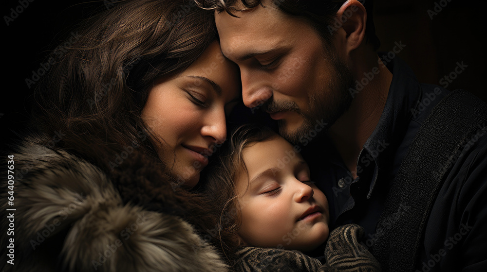 Happy family with their baby. Generative AI Happy family with their baby. Generative AI