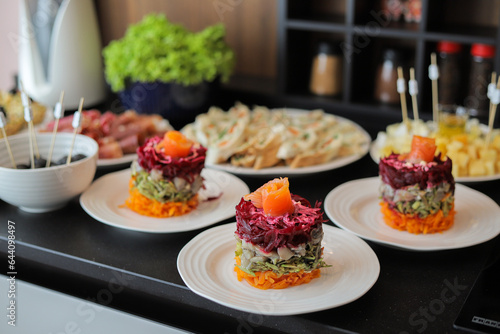 Vegetable salad on a plate on the table