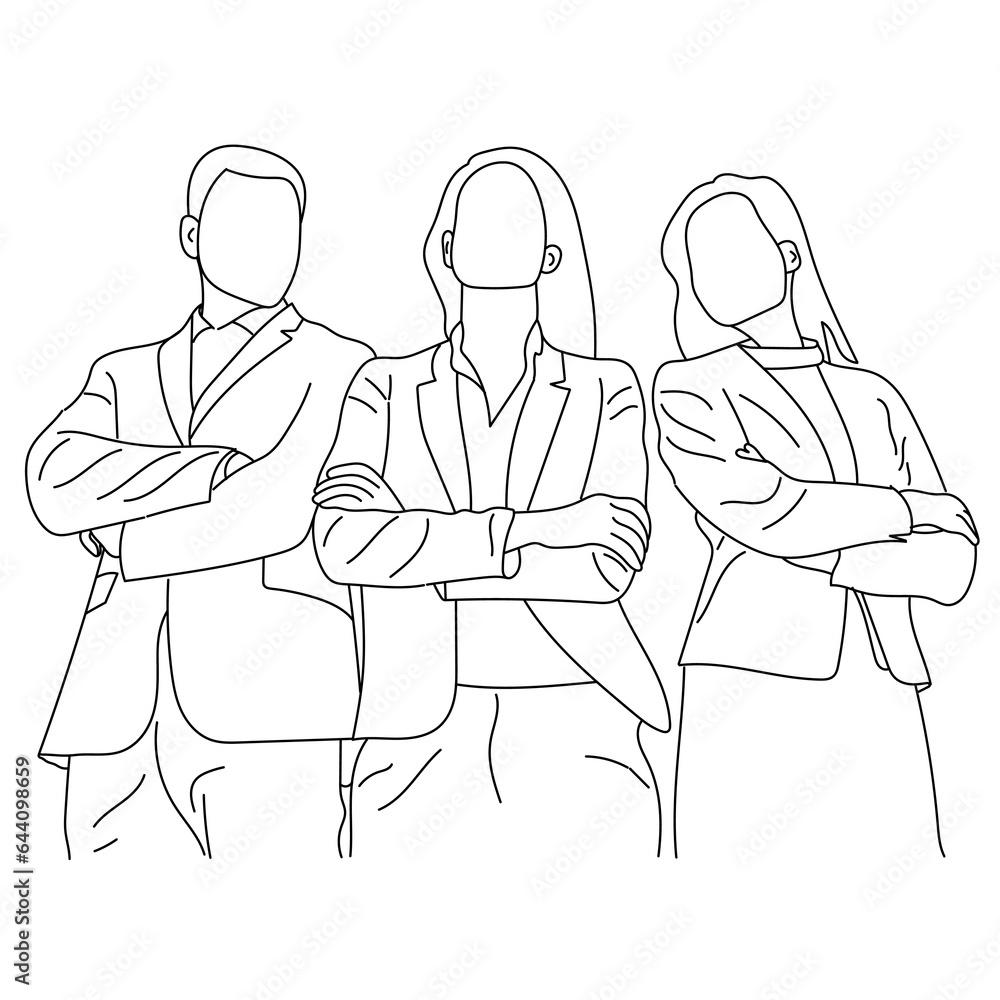 Line art of teamwork concept with architects isolated on a white background.
Line art of teamwork concept with architects isolated on a white background.