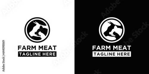 cow pig chicken farm logo vector icon template. classic design style, farm logo design