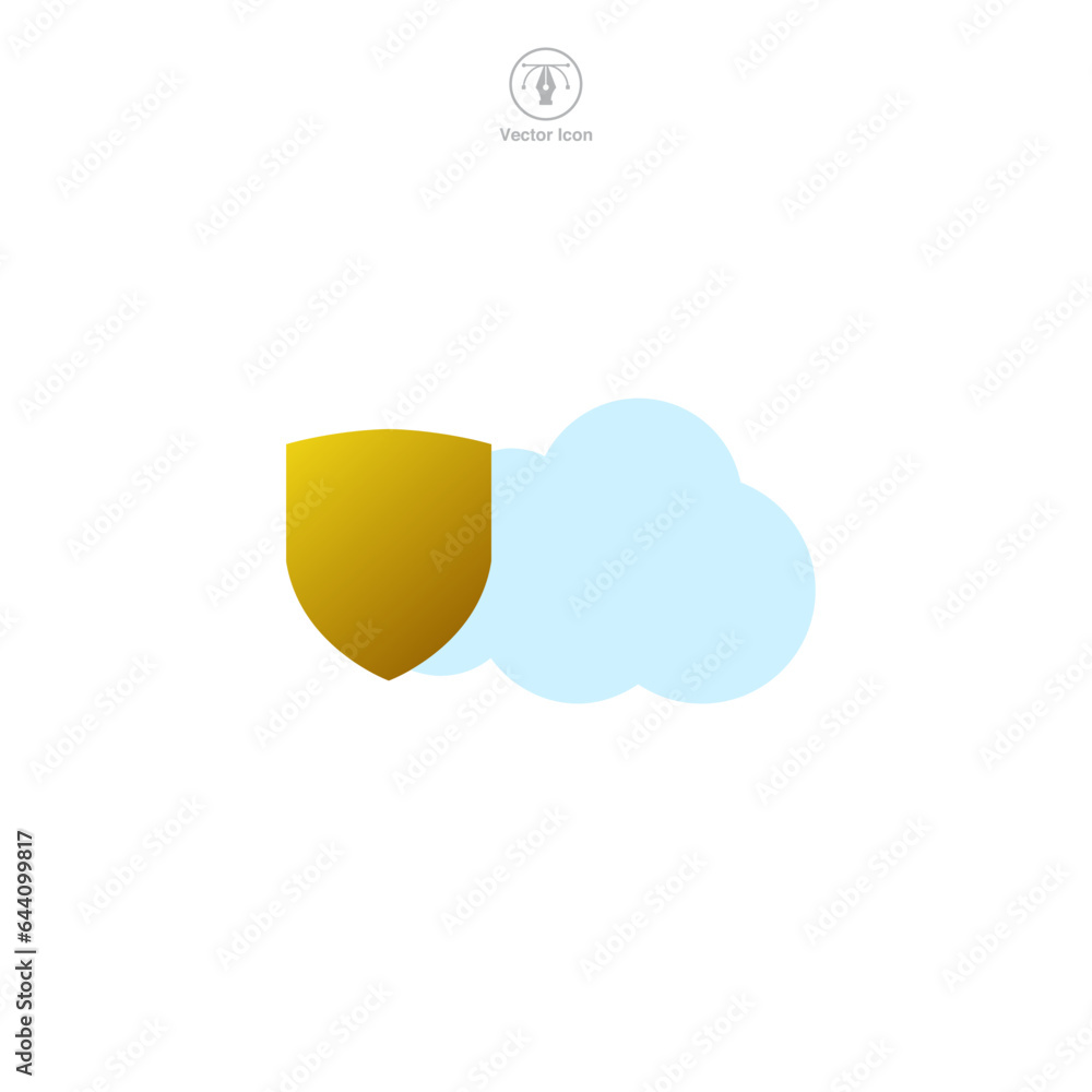 Cloud with Shield icon symbol vector illustration isolated on white background Cloud with Shield icon symbol vector illustration isolated on white background