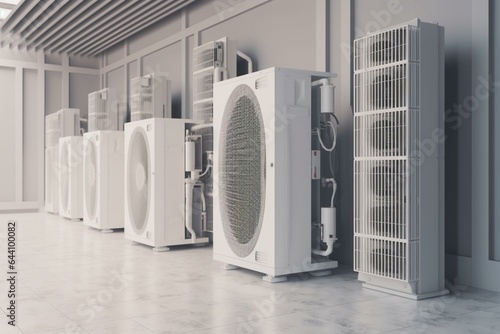 Utilization of varied indoor air conditioner units. 3D rendering. Generative AI photo