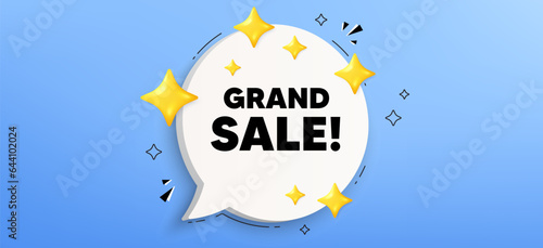Grand sale tag. Chat speech bubble banner. Special offer price sign. Advertising discounts symbol. Grand sale speech bubble message. Talk box infographics. Vector