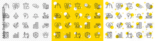 Outline Washing machine, Graph chart and Plane line icons pack for web with Buyer insurance, Fireworks rocket, Recovery trash line icon. Launch project, Idea, Quick tips pictogram icon. Vector