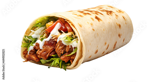 Beef wrap sandwich isolated on a transparent background, PNG