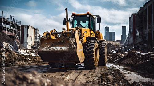 Bulldozer Power: Construction Equipment in Heavy Action