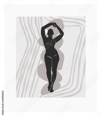 Hand drawn vector abstract graphic line art ,contemporary collection print with boho aesthetics female body graphic shapes.Fashion feminine concept design for wall decor,print,wallpaper,background.