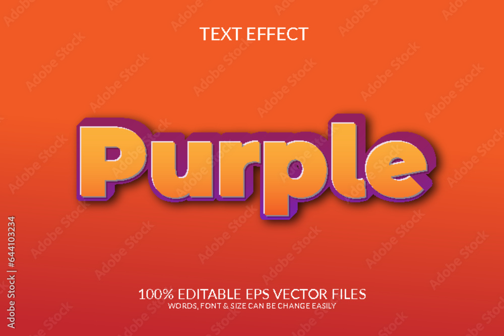 Purple 3d fully editable vector eps text effect design