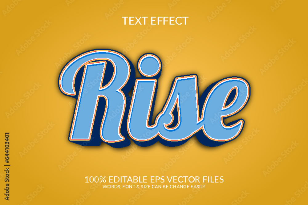 Rise 3d fully editable vector eps text effect design